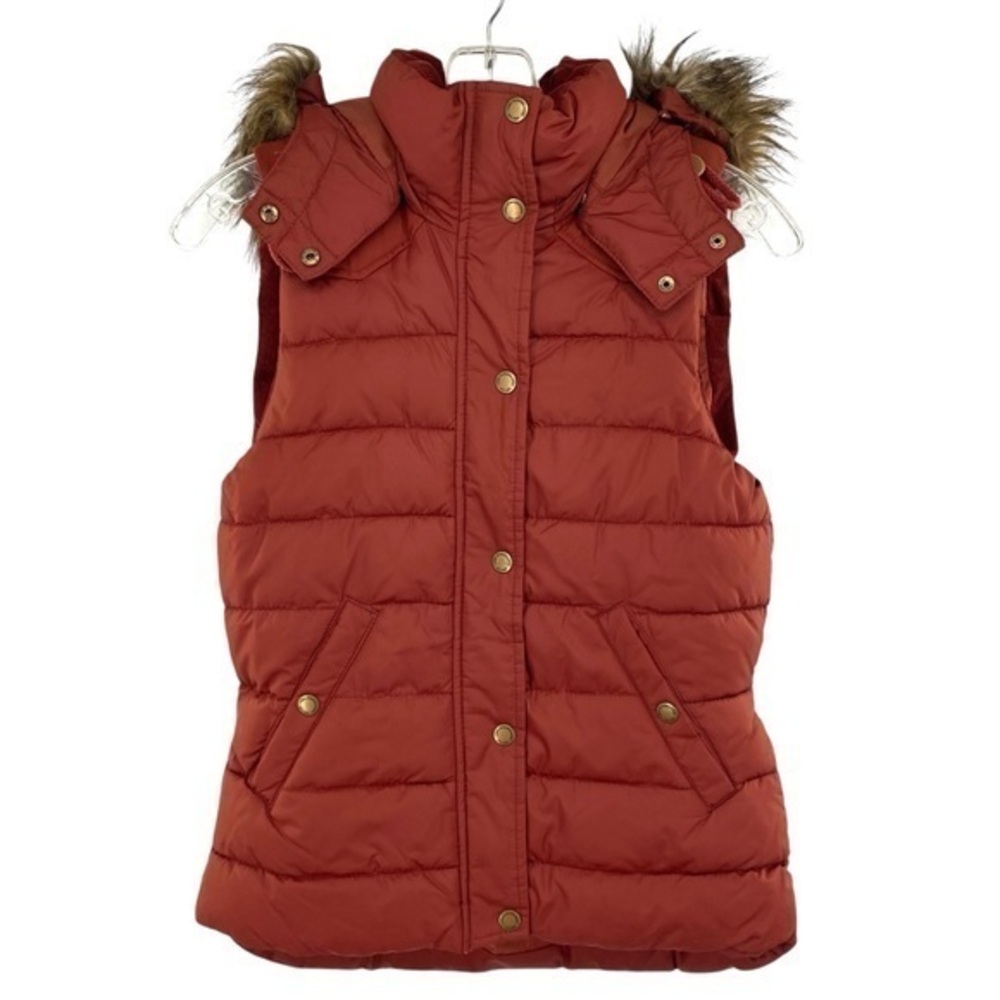 Label Of Graded Goods Women's Puffer Vest Removable Faux Fur Lined Hood